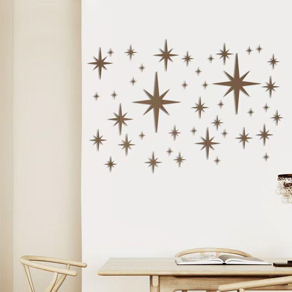 42PCS Starburst Pattern Star Wall Decals Self Adhesive Starburst Wall Stickers  Living Room Decor