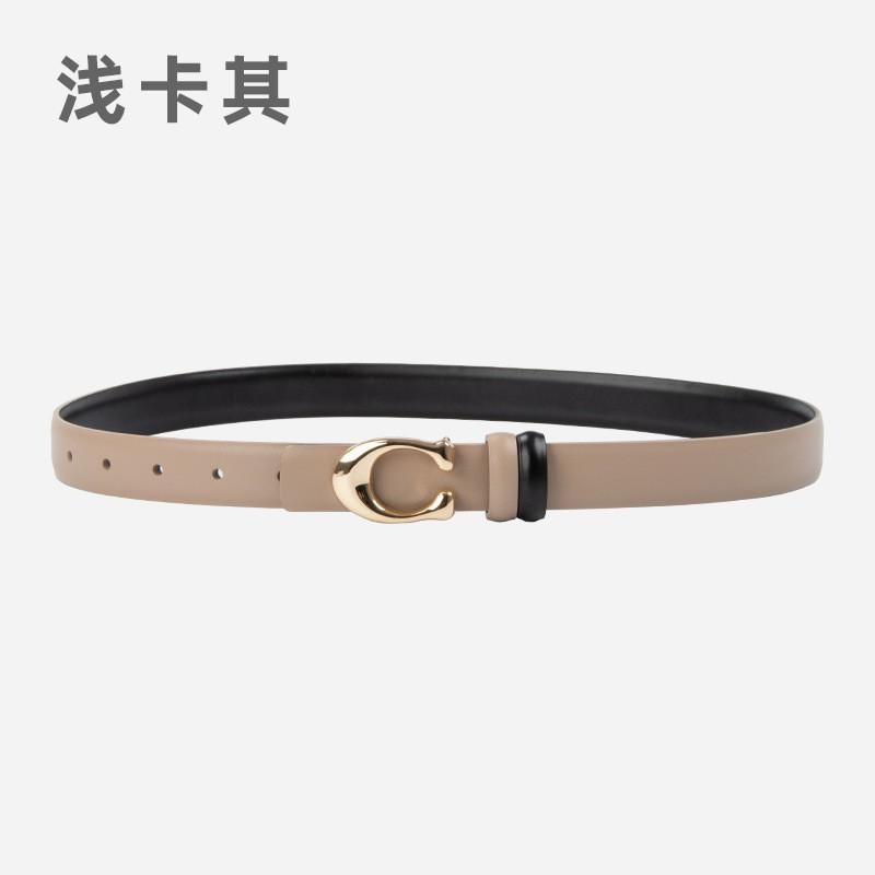 Womens Genuine Leather Belt With C-Shaped Buckle Adjustable Waistband Jeans Casual Fashion Accessory In Multiple Colors
