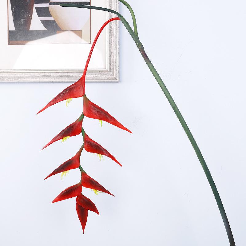 Simulation feel long branch hanging bird flower, decorative scorpion-tailed orchid flamingo prop bird of paradise