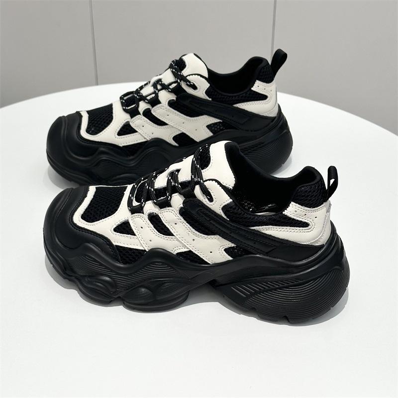 Versatile platform mesh breathable dad shoes girl 2025 spring and autumn niche design casual outdoor mountaineering sports shoes