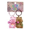 Cartoon Capybara Couple Keychain: Cute Plush Backpack Pendant - Perfect Holiday Gift