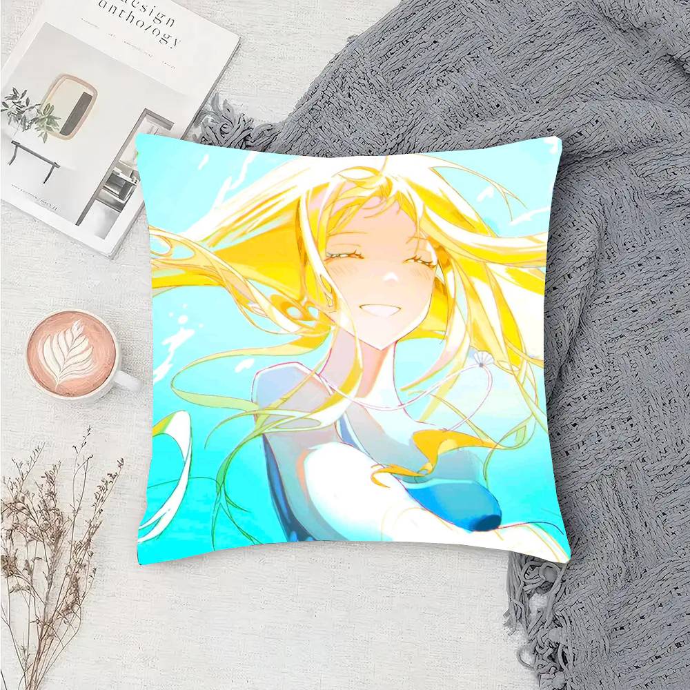 Kofune Ushio Animation Summer Time Rendering Pillow Case Fashion Square Pillowcase Bedroom Sofa Room Ins Decoration Leisure