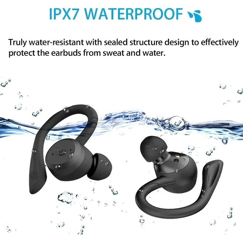 20 Hours Play Time Swimming Waterproof Bluetooth Earphone Dual Wear Sport Wireless Headset TWS Ipx7 Earbuds Stereo Headphone New