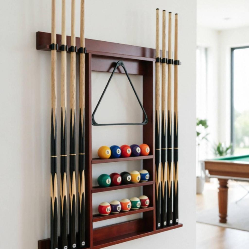 Wandmontierter Poolqueue-Ständer 8 Fächer Billard Holzhalter für Spiel