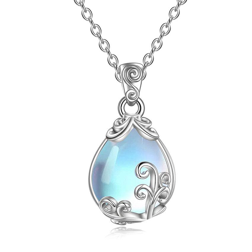 Elegant Moonstone Water Drop Earrings – European & American Fashion, Light Luxury Statement Jewelry