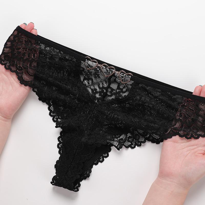 TERMEZY 2 stk/lott Dame Sexy Blonderundertøy Fristelse Truser med lav midje Broderi String Gjennomsiktig Uthult Undertøy G String for kvinner