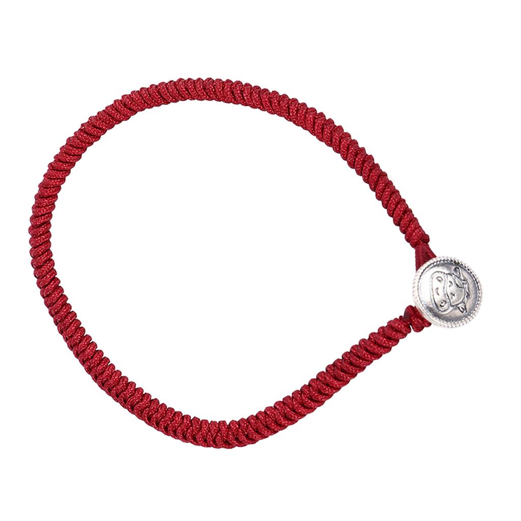 Ox Zodiac Bracelet Red Rope S925 Silver Ornament Woven Bracelet Accessory for Men Women