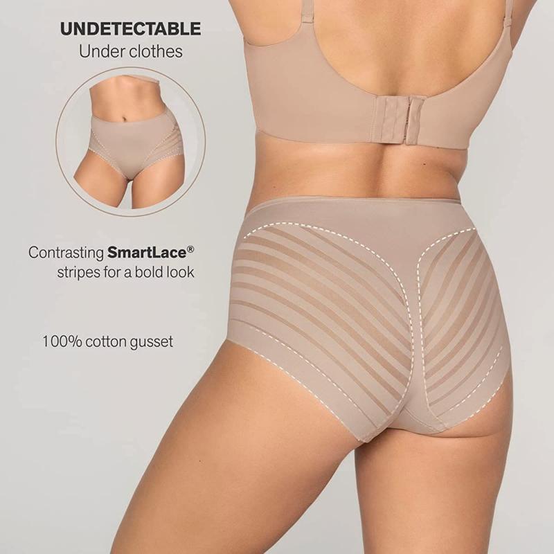 Nahtlose Hohlstreifen-Kontroll-Slips für Damen mit hoher Taille, Eisseide, Po-Lifter-Höschen, Plus-Size-Shapewear
