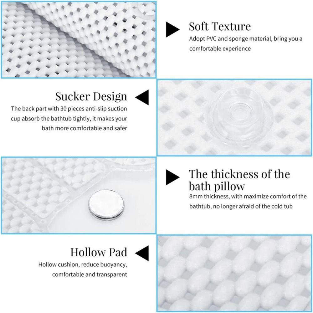 Quick Drying PVC Foam Bath Mat Suction Cups Bath Mattress Cushion Easy To Clean Bath Pillow Women
