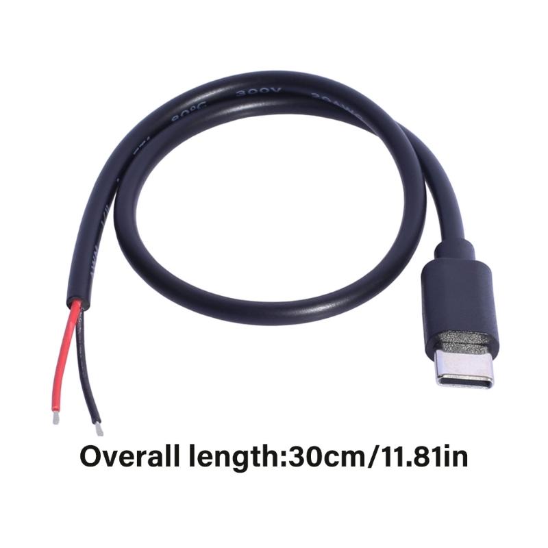 USB Typ C auf 2-Pin blankes Kabel 30CM zum Aufladen mobiler Geräte, Tablets, Kopfhörer und Lautsprecher