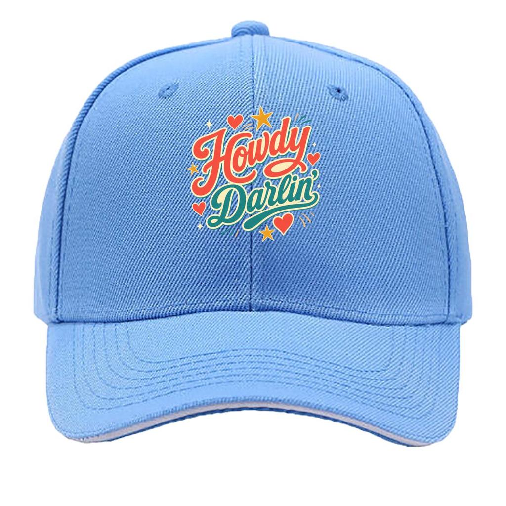 Retro Western Howdy Darlin Script De Sandwich Baseball Cap Sun Cap Outdoor Workouts Hat