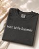 Hot Wife Summer Embroidered Comfort Colors Shirt, Trendy Summer Vacation Gift For Wife