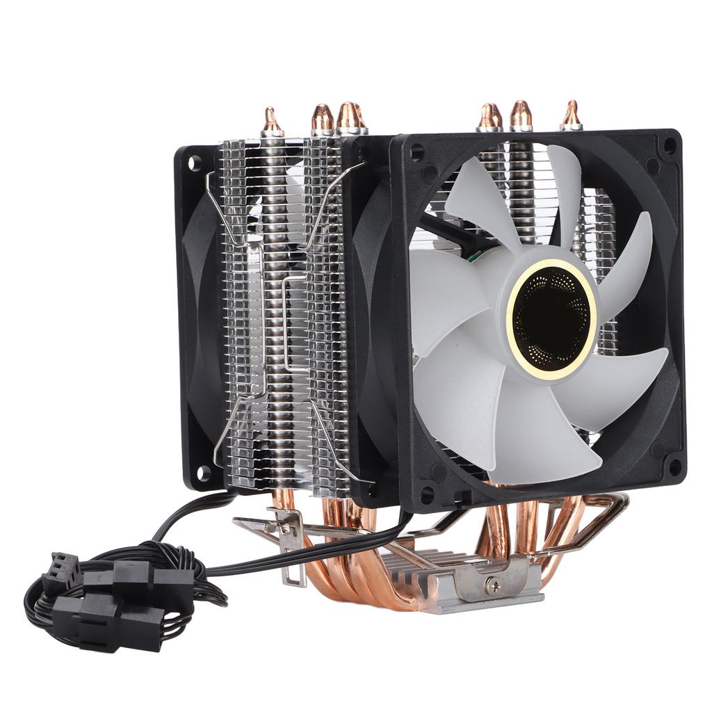 Computer Cpu Cooling Fans RGB 90mm 3pin 4 Heatpipes Noiseless Operation Plug and Play CPU FanDual Fan