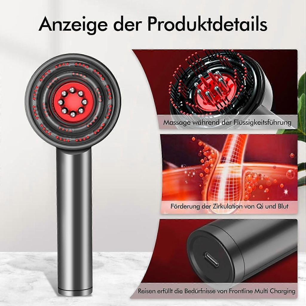 2-in-1 Elektrische Kopfhautmassagebürste, Haaröl-Applikator, Tragbares Kopfhautmassagegerät mit Rotlicht und Knetmassage, Rotlichttherapie, Kopfmassage