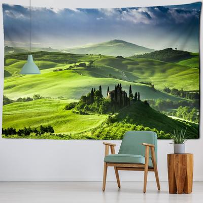 Grassland Scenery Tapestry Wall Hanging Bohemian Style Beautiful Natural Table Mat Living Room Printing Art Decoration