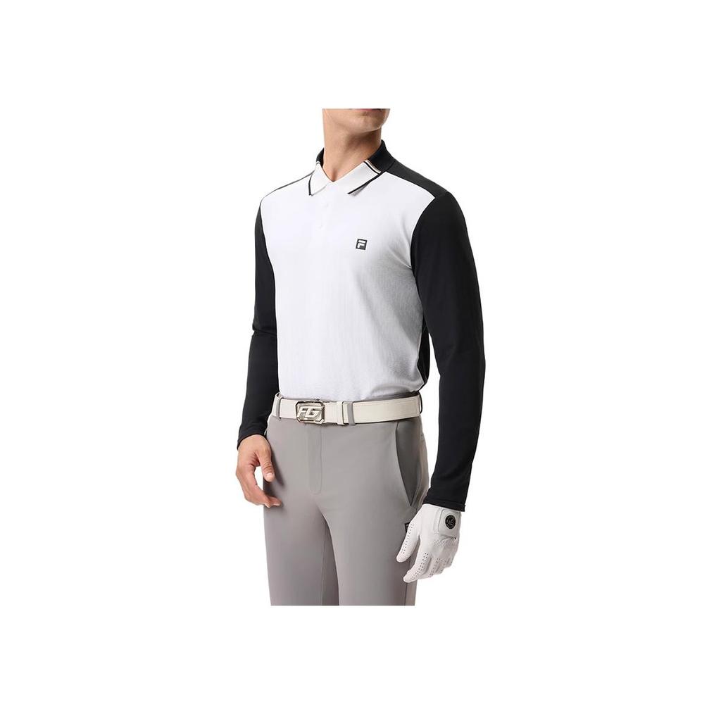 FILA Golf Series SS25 Moisture-Wicking Breathable Comfortable Long Sleeve Polo Shirt Men tops Deep-Black A11M515202F-BK