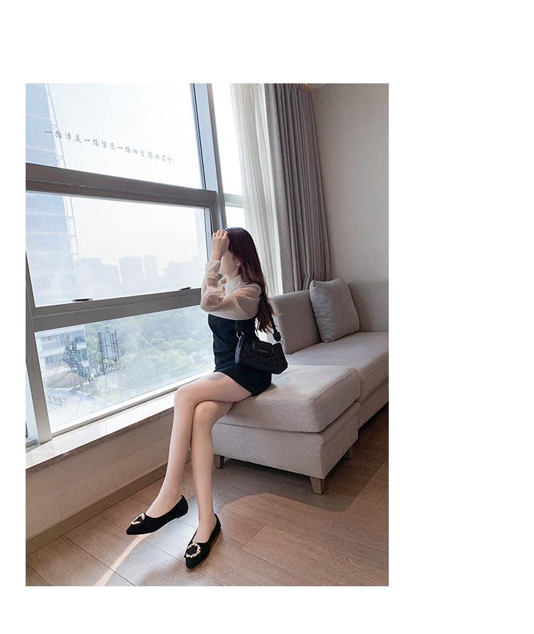 2025 Spring/Summer Women's Pointed Toe Flats - Korean Style Casual Slip-on with Round Buckle