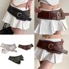 Rivet Studded Belt for Jeans Pants PU Leather Wide Cincher Belt for Shorts Skirt 2000s Girl Clothing Unisex Waist Decors