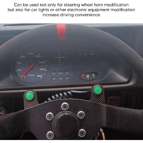 Acouto Universelles 6-Loch Rennsport-Lenkrad Hupenknopf-Kit, Lenkrad-Hupenknopf 6 Löcher Kohlefaser Externes Hupenknopf-Kit Lenkung