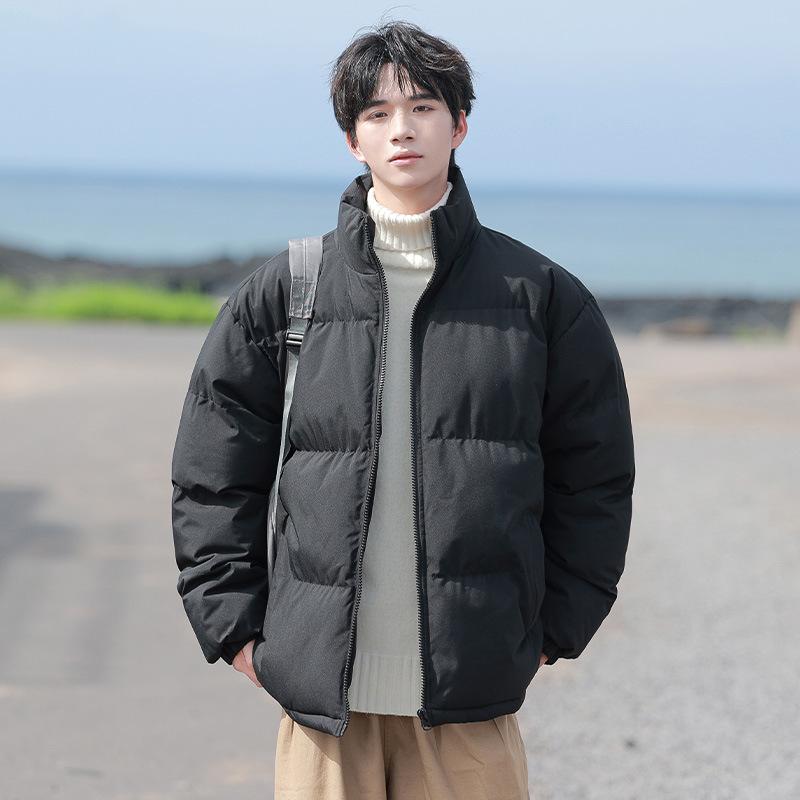 

New Cotton-padded Casual Cotton-padded Men s Thickened Clothes Cotton-padded Jackets Bread Clothes Stand-up Collar Jackets Cold-proof 4XL чорний