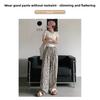 Striped Wide-leg Pants for Women, Summer Korean Style New Casual Pants, Casual and Slimming, Elastic Waist, Loose and Draping, Floor-length