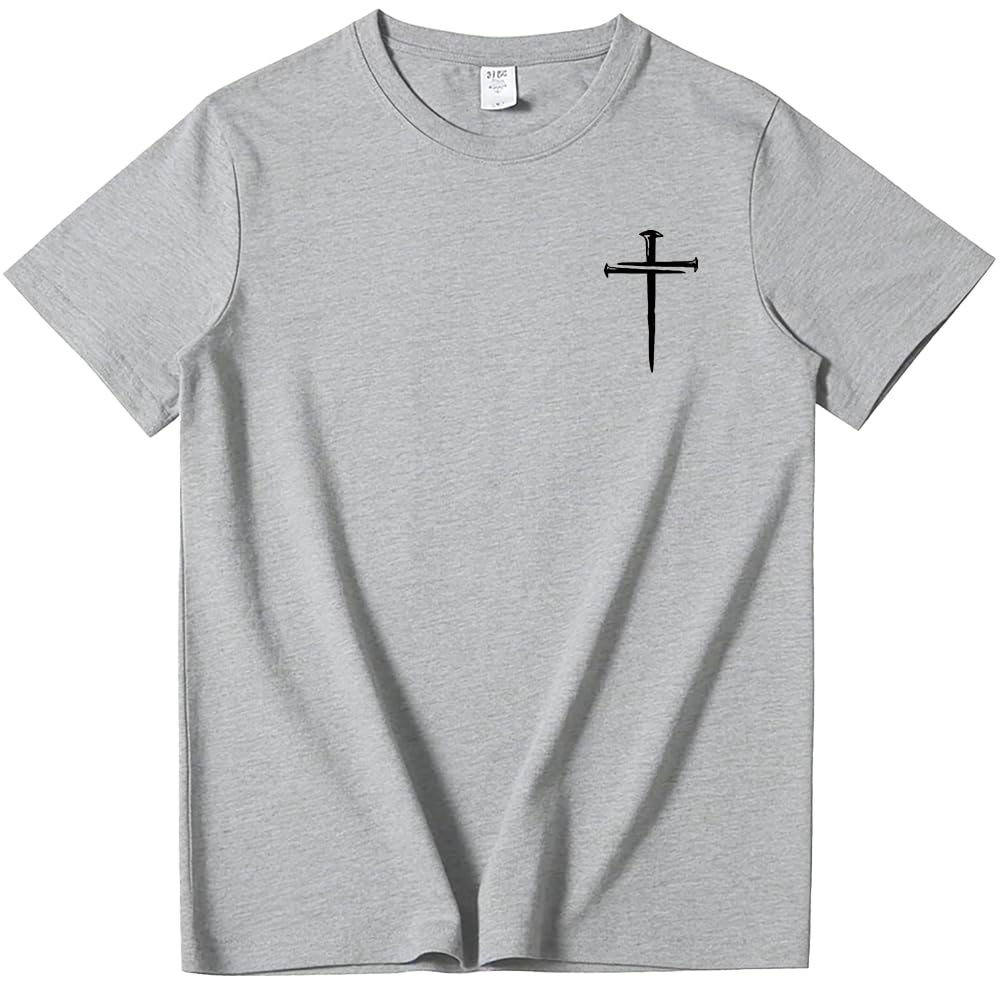 Three Nails Cross T-Shirt God Christian Faith Jesus Shirt Casual Crew Neck Short Sleeve Graphic Tee Tops