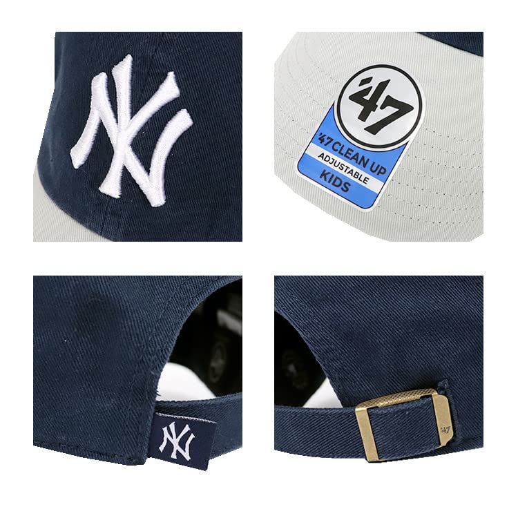 47 Brand Cap Kids Major League Children's Hat Logo Low Cap Baseball Cap Boys Girls Brand Two Tone Color NY NEW YORK YANKEES New York Yankees Navy X