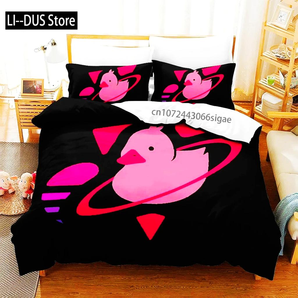 Anime Quackity Duck Bedding Set Boys Girls Twin Queen Size Duvet Cover Pillowcase Bed Boys Adult Fashion Home Textileextile