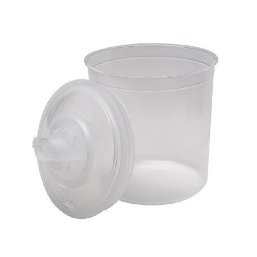 22oz Disposable Paint Cup Kit Hard Cup&Collar For Spray Gun Type H/O Adapter