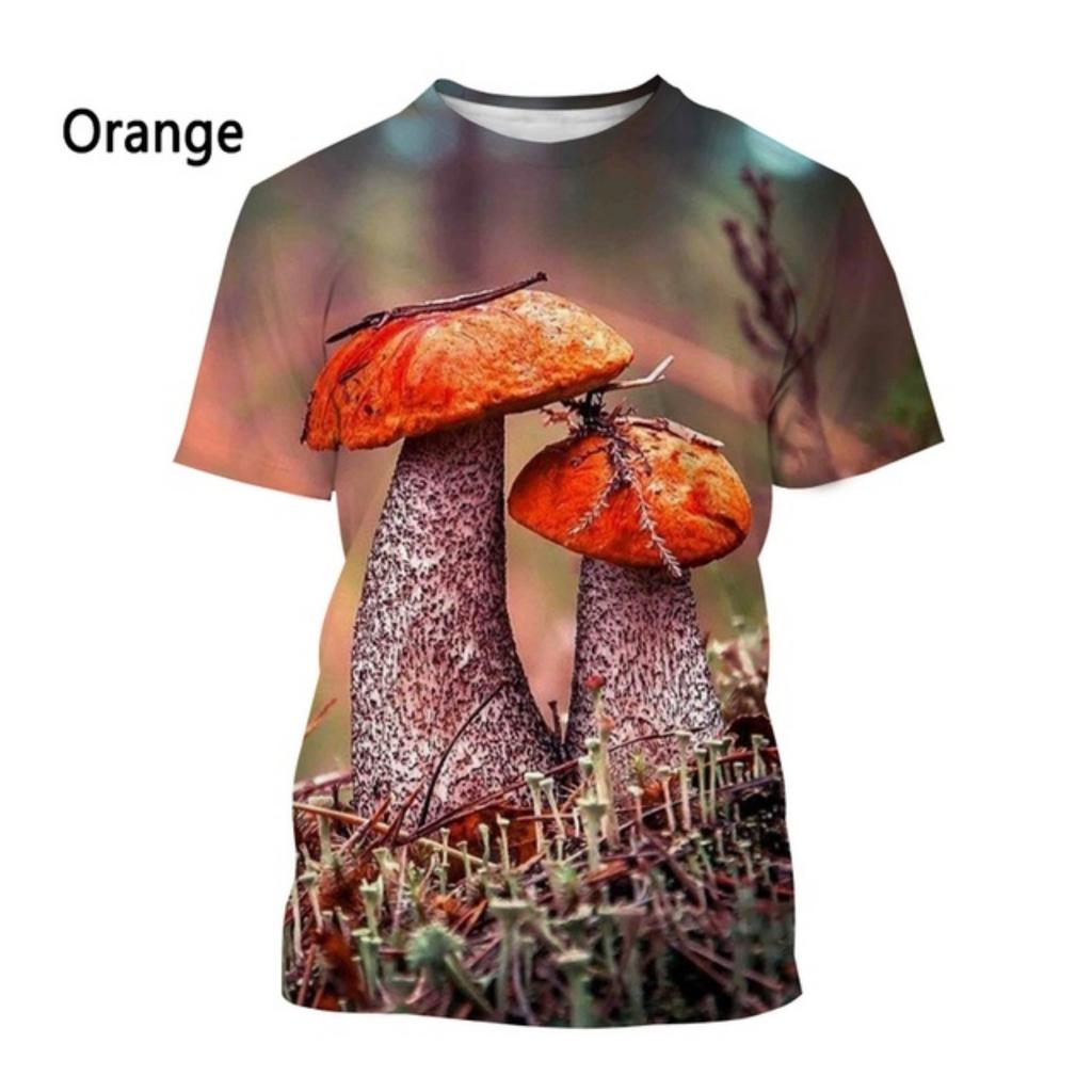 Large Harajuku-style New Mushroom 3D Printed Men's Casual Short-sleeve T-shirt, Trendy, Stylish, and Comfortable Top