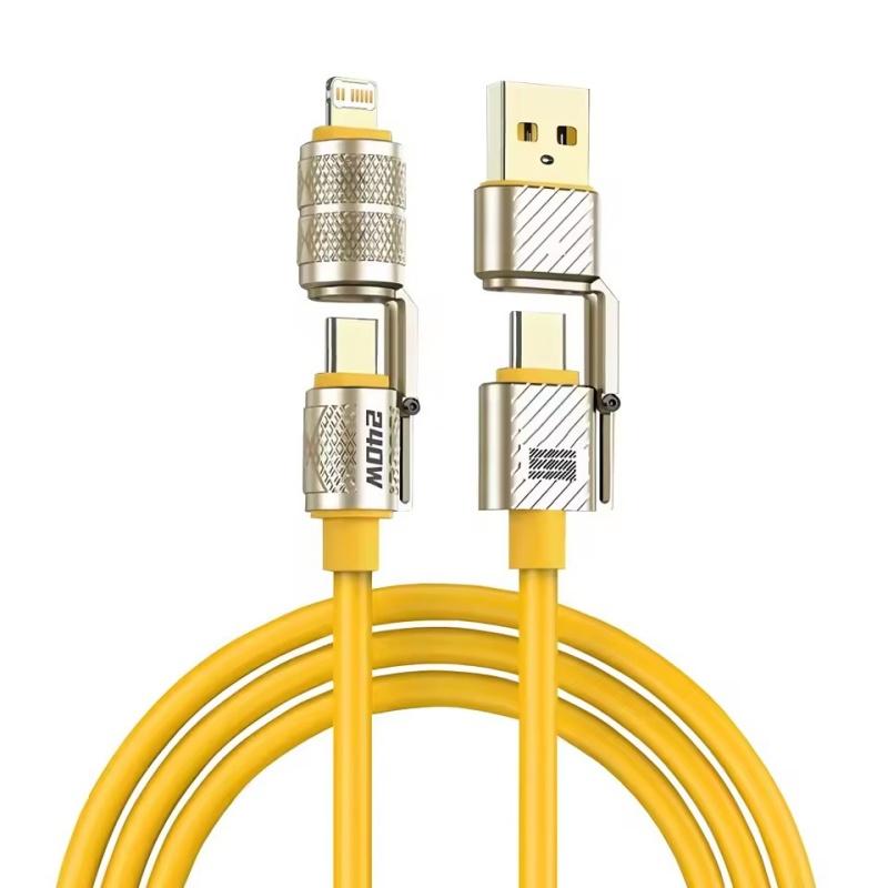 240W 4-in-1 Fast Charging Data Cable Type-C To Type-C Zinc Alloy Cable For iPhone15 Samsung Huawei Xiaomi