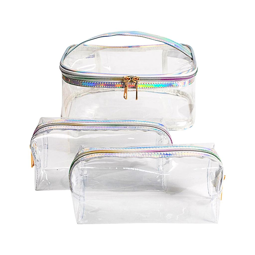 FOIROKASA Laser Transparent Makeup Large Portable Cosmetic Portable Makeup Pouch for Portable Makeup PU Perfect for Hot Business and More Pouch,
