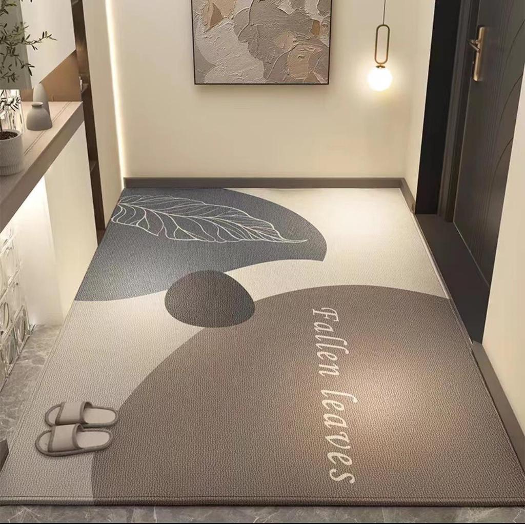 High-Grade Foldable Entrance Mat: Linen Texture Maillard Color, Dirt-Wiping, Cuttable for Living Room & Hallway