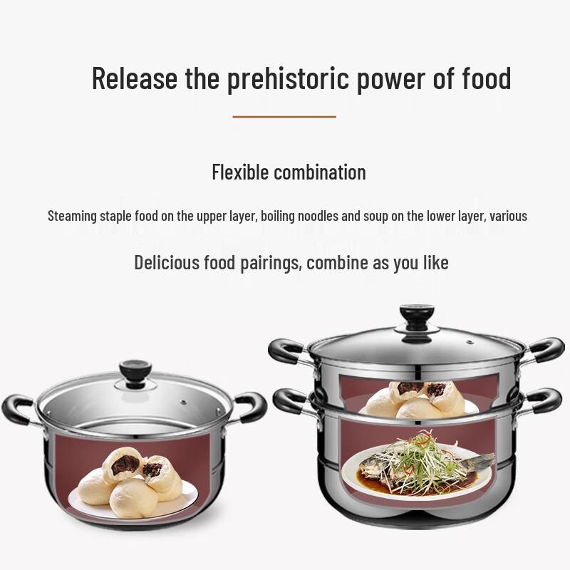 SUPOR 304 Stainless Steel Double-Layer 28cm Steamer Pot