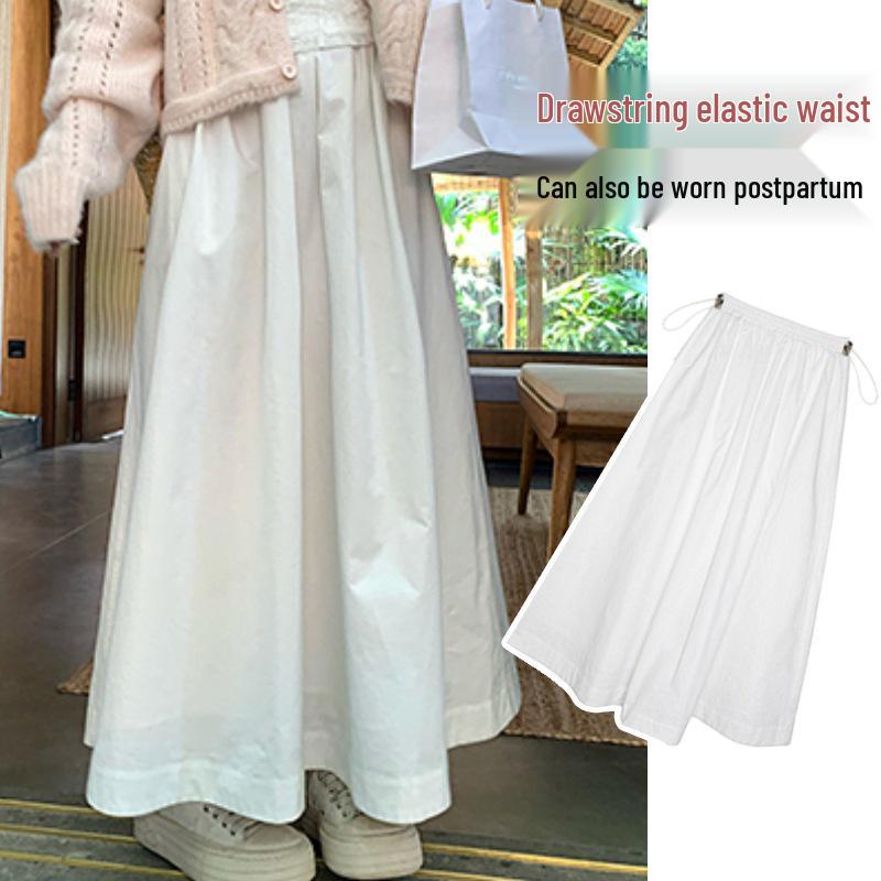 2026 New Women s High-Waisted Maternity A-Line Skirt - Versatile, Drapey, Spring/Summer Style L белый