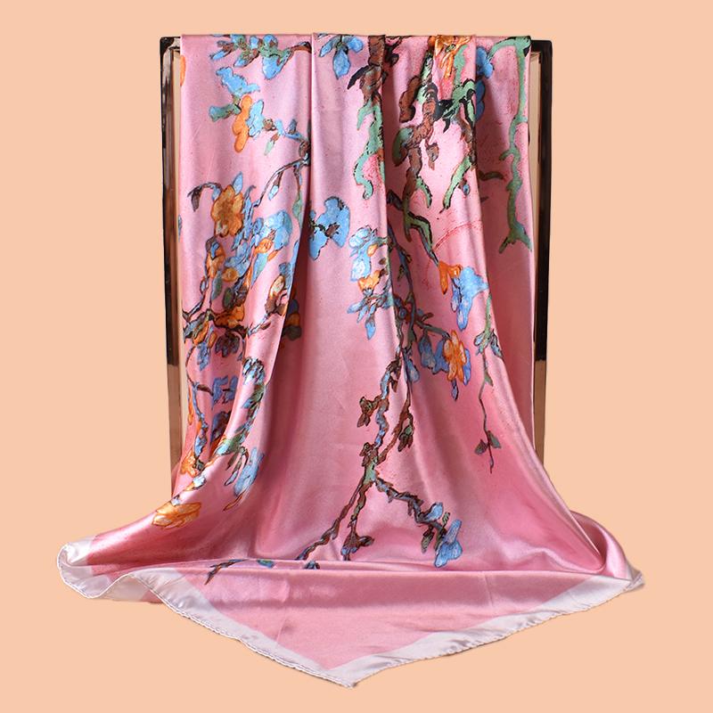 1PC Women's Beach Accessory Fashion Satin Square Scarf 90*90inch Multi-use Headscarf Party Use Versatile Hair Towel