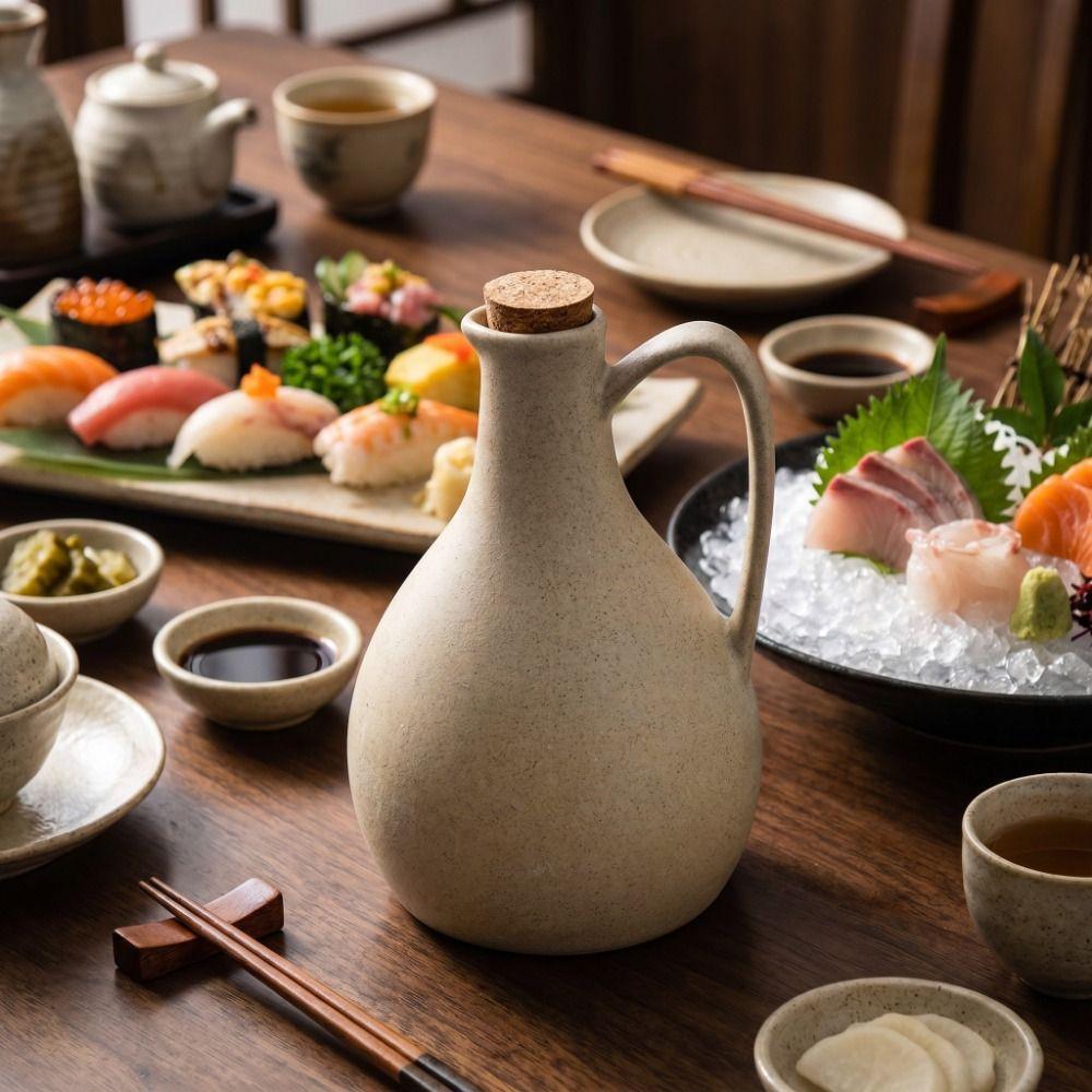 Matte Japanese Style Minimalist Oil Pot Vintage Oil Bottle Simple Seasoning Bottle Dinning Table