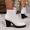Fashion Women's New Ankle Boots 2025 Autumn Thick High-heeled Short Boots Back Zipper Splicing Plus Size Fashion Short Botines Mujer