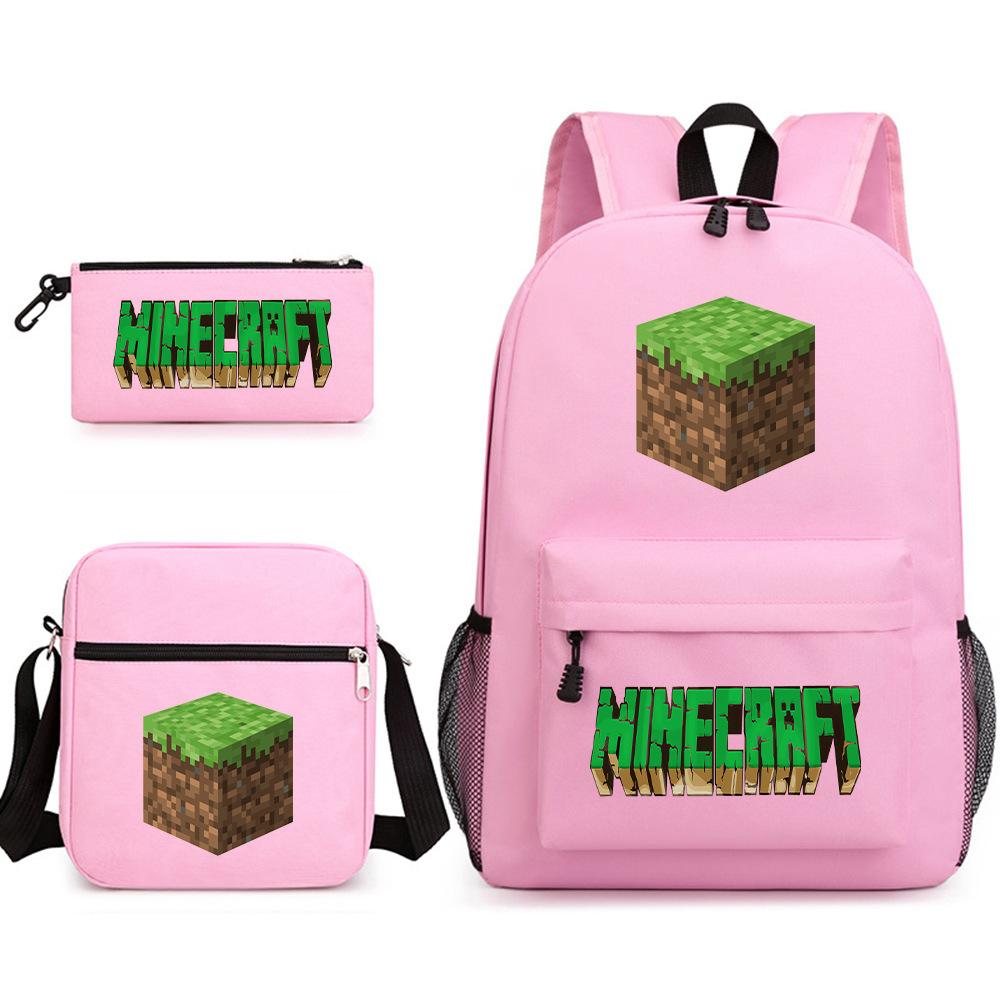 Minecraft Schooltas Game Merchandise Student Grote Capaciteit Print Drie Delige Schooltas Mannen En Vrouwen