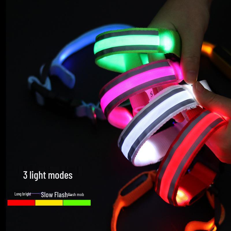 Rechargeable Luminous Reflective Dog Collar for Nighttime Walks