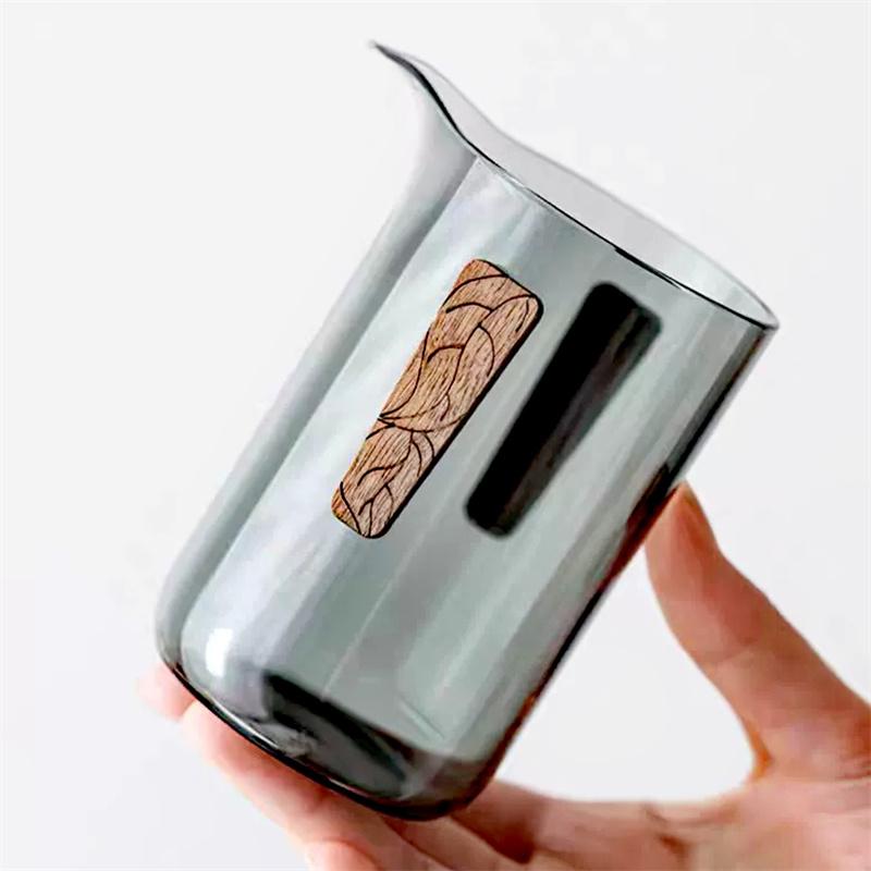 260ml High Borosilicate Glass Fair Cup with Anti-scalding Wood Chips Green Tea Tea dispenser Chaihai Kungfu Tea Set Access