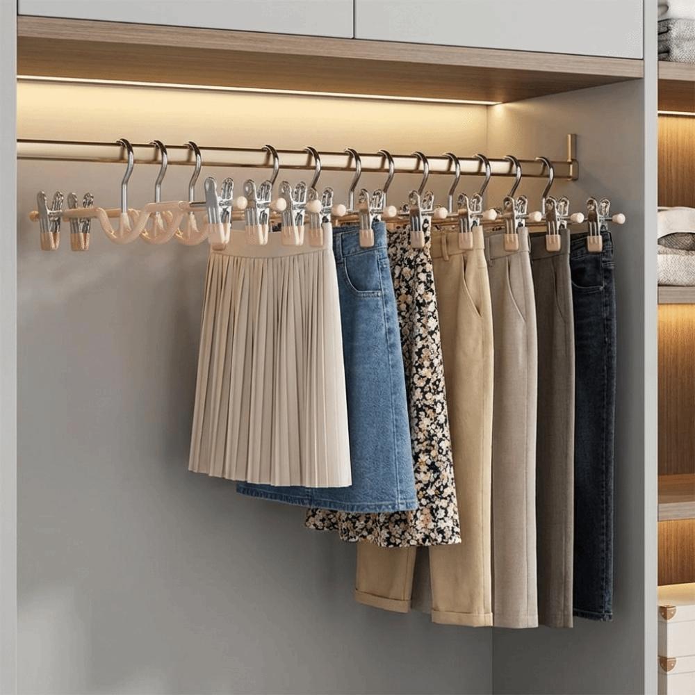 10PCS PVC Dipped Short Neck Trouser Clip Non-slip Adjustable Trouser Hanger  Wardrobe