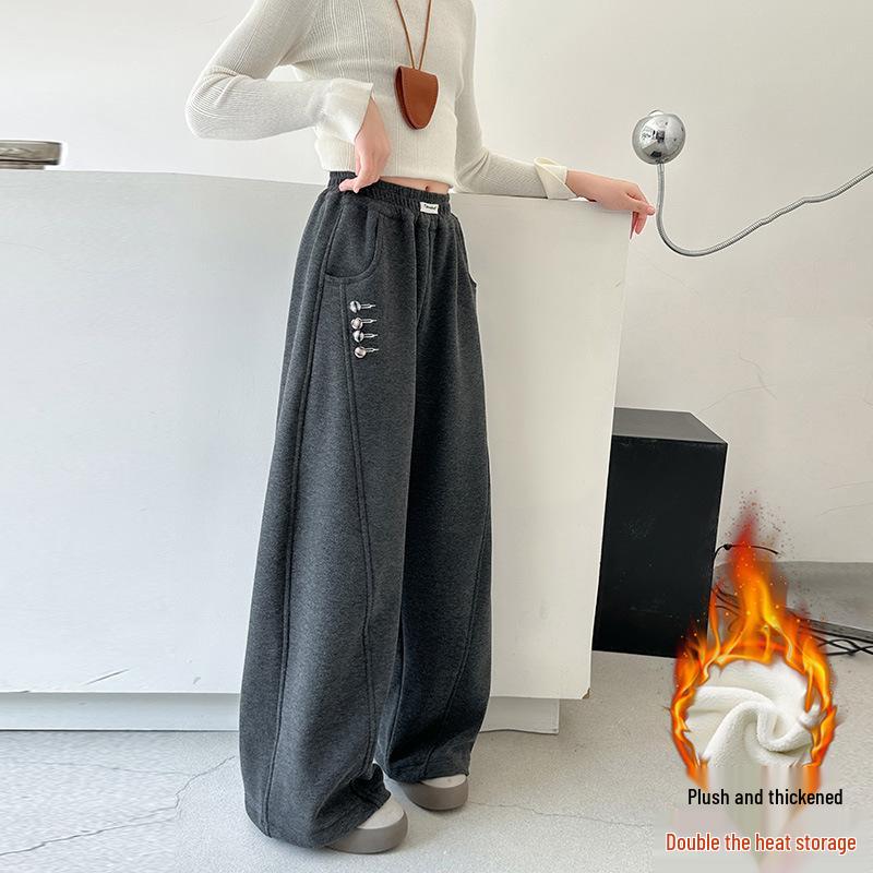 

Широкие спортивные штаны для девочек 2025: Трендовые осенне-зимние повседневные брюки-шаровары 140 cm