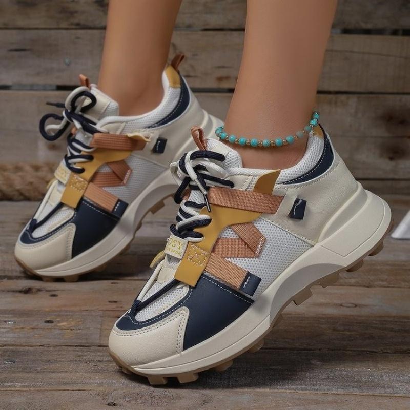 Fashion Comfortable Low Top Lace Up Women Sneakers 2025 New Women Breathable Platform Sneakers Outdoor Casual Shoes