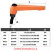 M4 M5 M6 M8 M10 M12 Orange/Black External Thread Adjustable Handle L-shaped Rotary Mechanical Tool Clamping Lever Machinery Handle