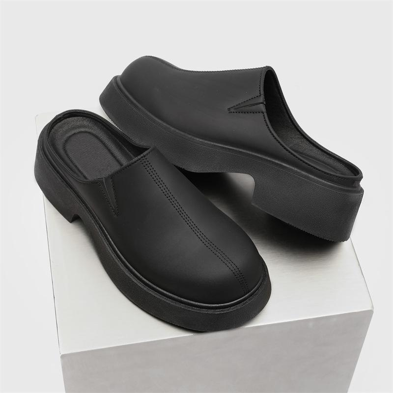 Herren Freizeitschuhe Sommer neue Ein-Pedal-Plateau-Lederschuhe modische Retro-Taschenkopf coole Slipper