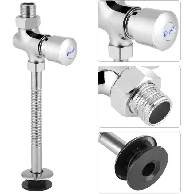 Urinal Flush Valve,Toilet Urinal Flush Valve Wall Mounted Button Type with 0.8Gpf Manual Automatic Shutoff Flush Valve (1)