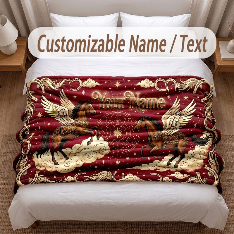 Fantasy Magic Theme Soft Blanket Personalized Custom Name Text Print Warm Blanket Home Sofa Bedroom Decor