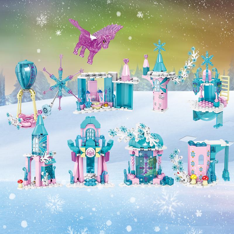 Non-Toxic Magic Ice Snow Castle Building Blocks Fairy Tale Princess Castle Diy Model Bricks City Street View Kids Diy Toys Holiday Gifts