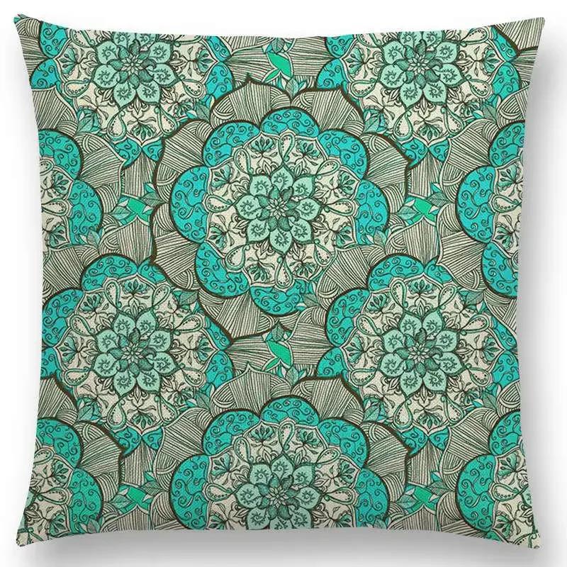 Neu Wunderschönes Blatt Blume Herrliches Florales Doodle Buntes Dekoratives Muster Mandalas Auto Kissenbezug Sofa Überwurf Kissenbezug